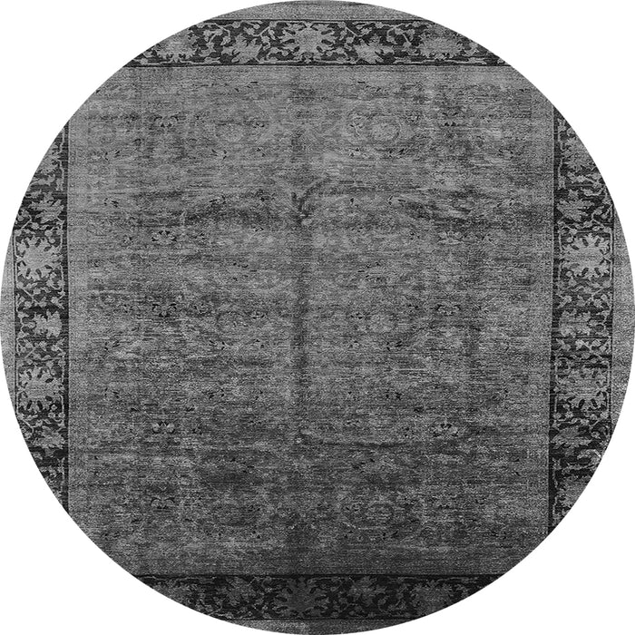 Round Machine Washable Oriental Gray Industrial Rug, wshurb1684gry