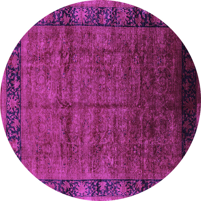 Round Machine Washable Oriental Purple Industrial Area Rugs, wshurb1684pur