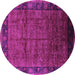 Round Machine Washable Oriental Purple Industrial Area Rugs, wshurb1684pur