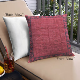 Front View of Mid-Century Modern Urban Square Bright Maroon Red Throw Pillow, 18 inch by 18 inch, pwurb1684