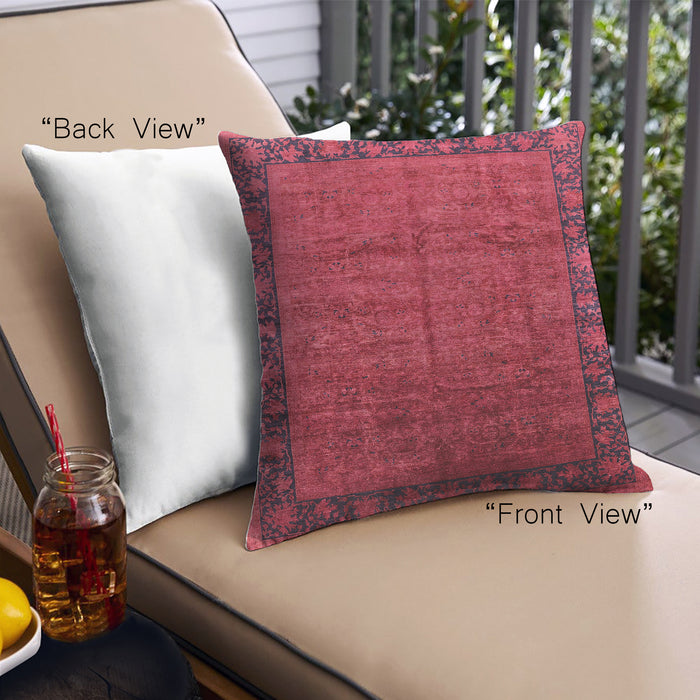 Front View of Mid-Century Modern Urban Square Bright Maroon Red Throw Pillow, 18 inch by 18 inch, pwurb1684