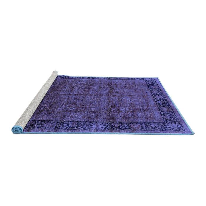 Sideview of Machine Washable Oriental Blue Industrial Rug, wshurb1684blu