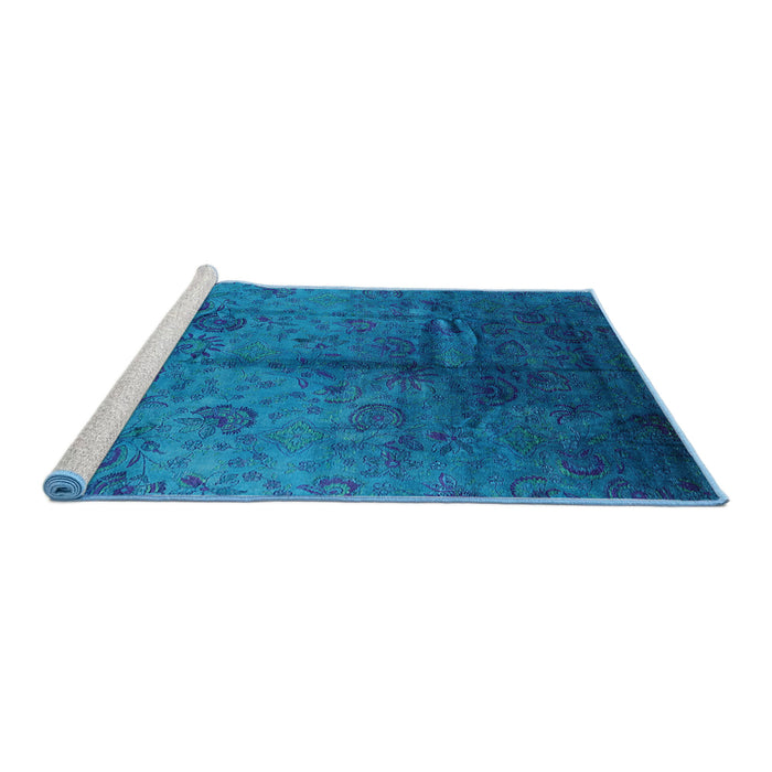 Sideview of Machine Washable Industrial Modern Deep Sky Blue Rug, wshurb1685
