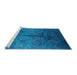 Sideview of Machine Washable Industrial Modern Deep Sky Blue Rug, wshurb1685