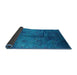 Sideview of Mid-Century Modern Deep Sky Blue Oriental Rug, urb1685