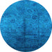 Round Oriental Light Blue Industrial Rug, urb1685lblu