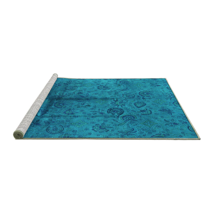Sideview of Machine Washable Oriental Turquoise Industrial Area Rugs, wshurb1685turq
