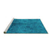 Sideview of Machine Washable Oriental Turquoise Industrial Area Rugs, wshurb1685turq