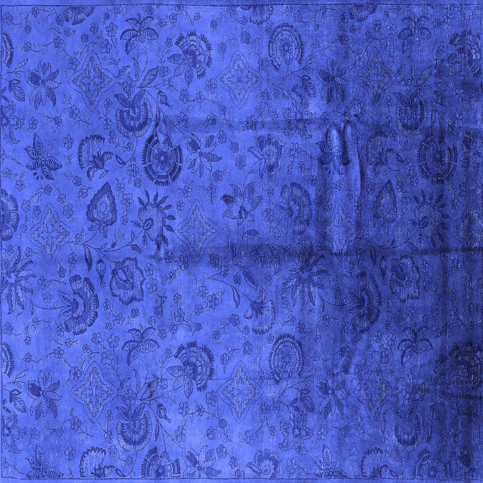 Square Machine Washable Oriental Blue Industrial Rug, wshurb1685blu