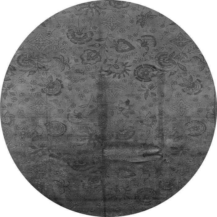 Round Machine Washable Oriental Gray Industrial Rug, wshurb1685gry