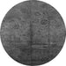 Round Machine Washable Oriental Gray Industrial Rug, wshurb1685gry