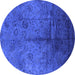 Round Oriental Blue Industrial Rug, urb1685blu