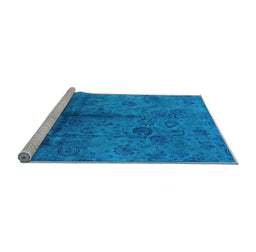 Sideview of Machine Washable Oriental Light Blue Industrial Rug, wshurb1685lblu