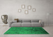 Machine Washable Oriental Green Industrial Area Rugs in a Living Room,, wshurb1685grn