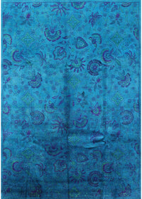 Machine Washable Industrial Modern Deep Sky Blue Rug, wshurb1685