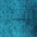 Square Oriental Turquoise Industrial Rug, urb1685turq