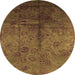 Round Oriental Orange Industrial Rug, urb1685org