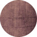 Round Oriental Brown Industrial Rug, urb1686brn