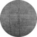 Round Machine Washable Oriental Gray Industrial Rug, wshurb1686gry