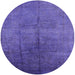 Round Mid-Century Modern Slate Blue Oriental Rug, urb1686