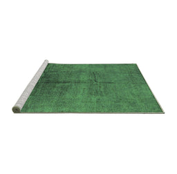 Sideview of Machine Washable Oriental Green Industrial Area Rugs, wshurb1686grn