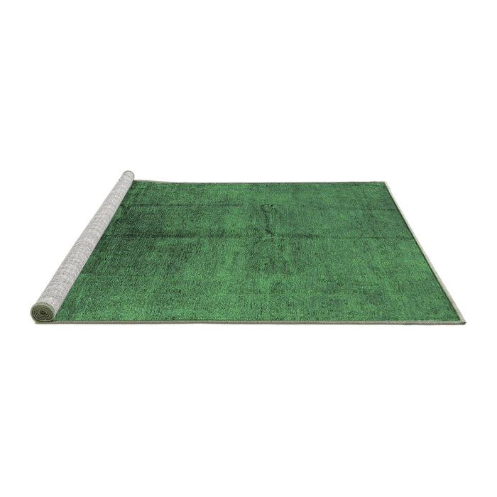Sideview of Machine Washable Oriental Green Industrial Area Rugs, wshurb1686grn
