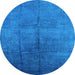 Round Oriental Light Blue Industrial Rug, urb1686lblu