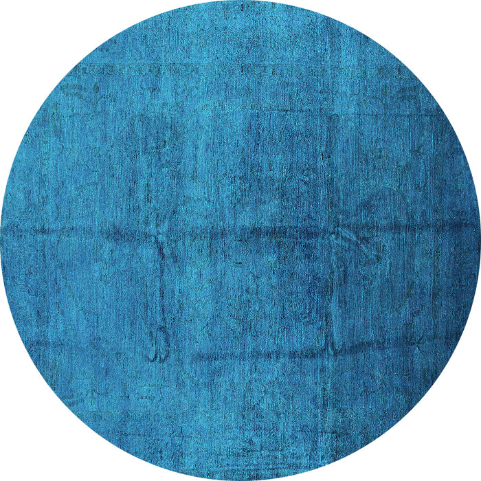 Round Machine Washable Oriental Turquoise Industrial Area Rugs, wshurb1686turq