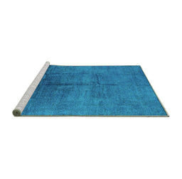 Sideview of Machine Washable Oriental Turquoise Industrial Area Rugs, wshurb1686turq