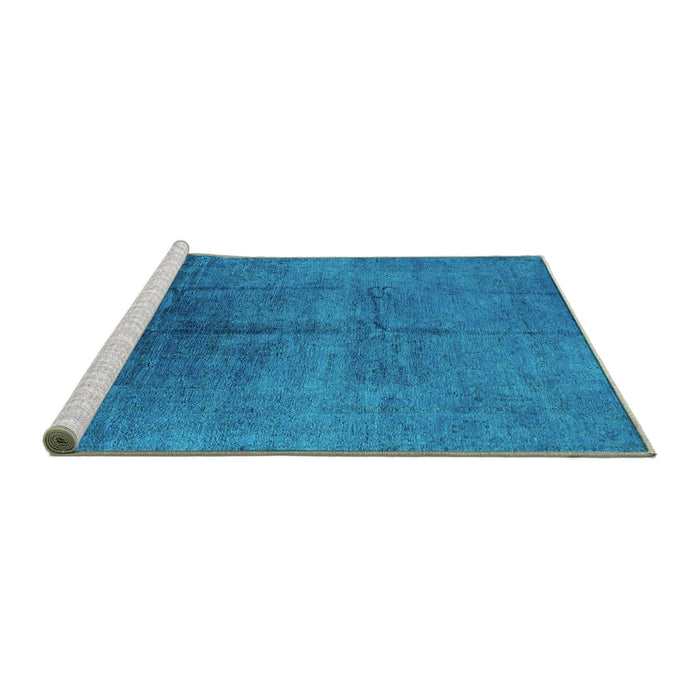 Sideview of Machine Washable Oriental Turquoise Industrial Area Rugs, wshurb1686turq