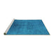 Sideview of Machine Washable Oriental Turquoise Industrial Area Rugs, wshurb1686turq