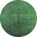 Round Oriental Green Industrial Rug, urb1686grn