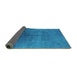 Sideview of Oriental Turquoise Industrial Rug, urb1686turq