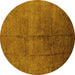 Round Oriental Yellow Industrial Rug, urb1686yw