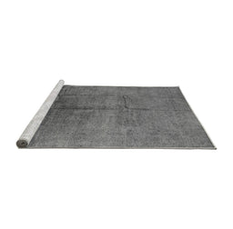 Sideview of Machine Washable Oriental Gray Industrial Rug, wshurb1686gry