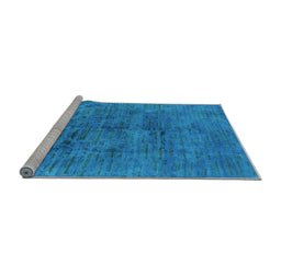 Sideview of Machine Washable Oriental Light Blue Industrial Rug, wshurb1687lblu