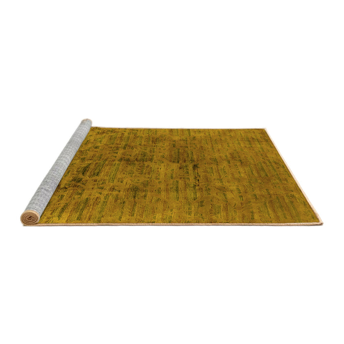 Sideview of Machine Washable Oriental Yellow Industrial Rug, wshurb1687yw