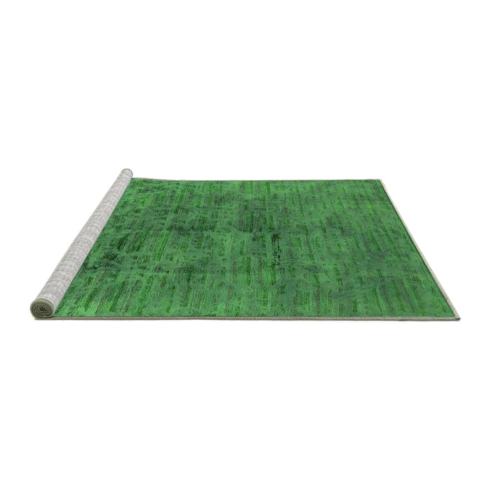 Sideview of Machine Washable Oriental Green Industrial Area Rugs, wshurb1687grn