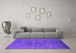 Machine Washable Oriental Purple Industrial Area Rugs in a Living Room, wshurb1687pur