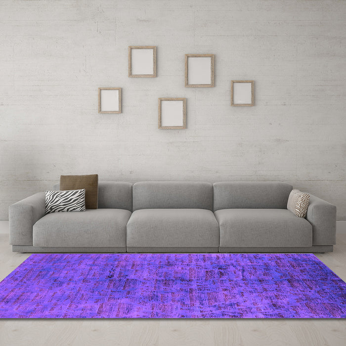 Machine Washable Oriental Purple Industrial Area Rugs in a Living Room, wshurb1687pur