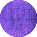 Round Oriental Purple Industrial Rug, urb1687pur