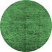 Round Oriental Emerald Green Industrial Rug, urb1687emgrn