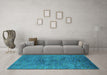 Machine Washable Oriental Turquoise Industrial Area Rugs in a Living Room,, wshurb1687turq