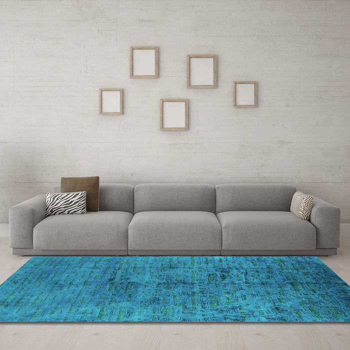 Machine Washable Oriental Turquoise Industrial Area Rugs in a Living Room,, wshurb1687turq