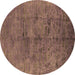 Round Oriental Brown Industrial Rug, urb1687brn