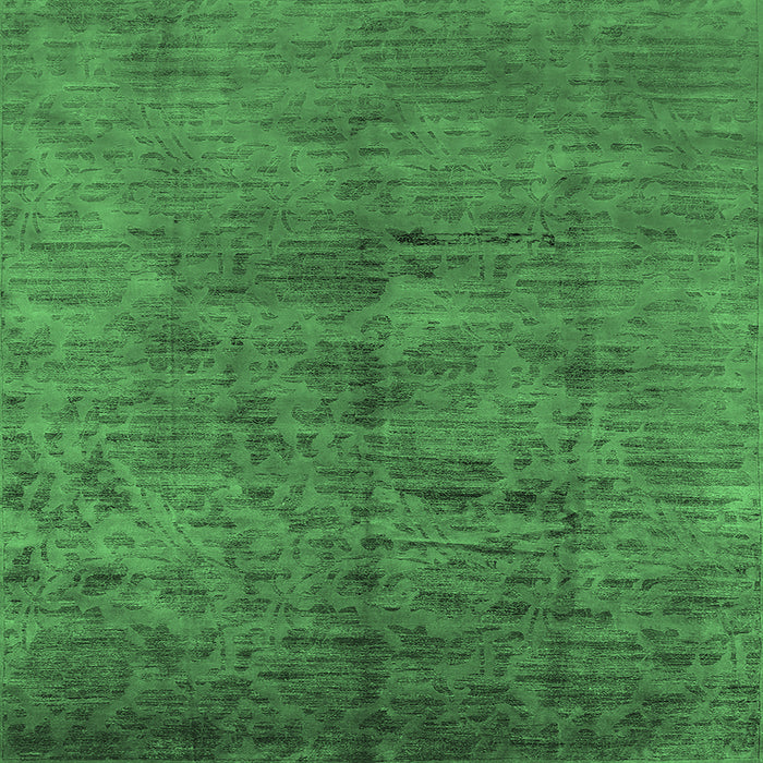Square Machine Washable Oriental Emerald Green Industrial Area Rugs, wshurb1687emgrn