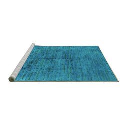 Sideview of Machine Washable Oriental Turquoise Industrial Area Rugs, wshurb1687turq