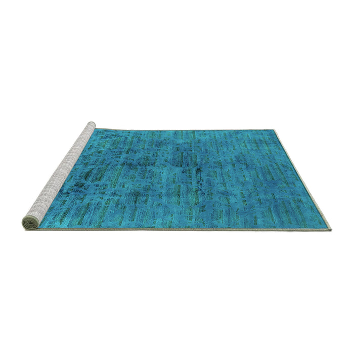 Sideview of Machine Washable Oriental Turquoise Industrial Area Rugs, wshurb1687turq