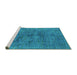 Sideview of Machine Washable Oriental Turquoise Industrial Area Rugs, wshurb1687turq