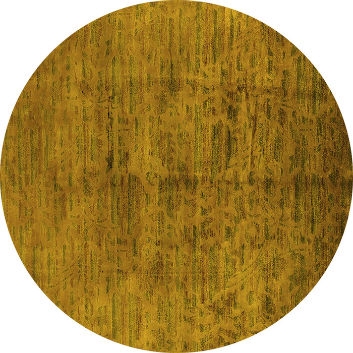 Round Oriental Yellow Industrial Rug, urb1687yw